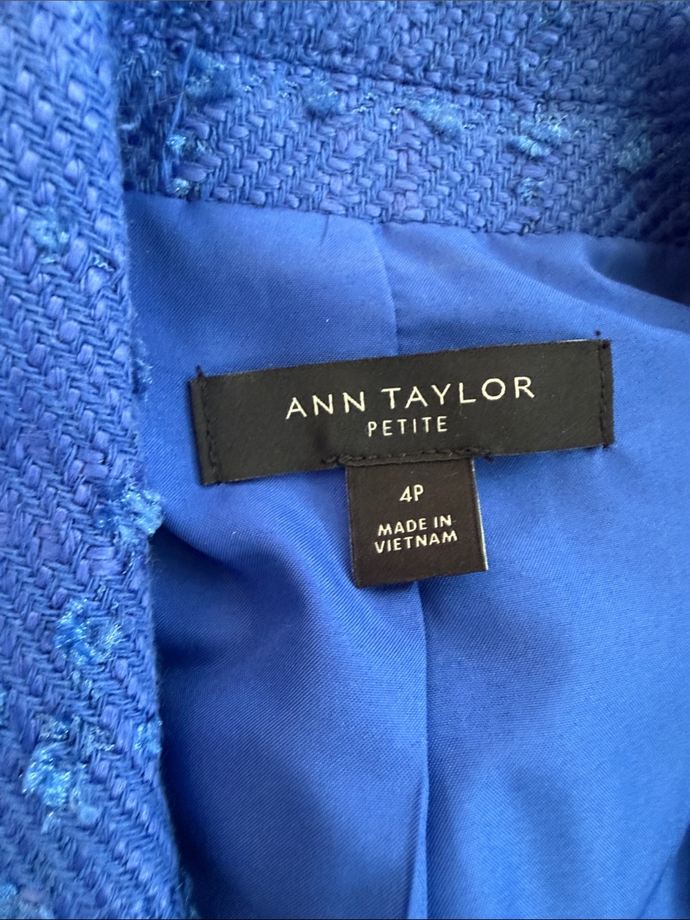 Ann Taylor Bright Royal Blue Tweed Blazer and Sheath Dress Set - Picture 2 of 9